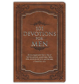 101 Devotions for Men Tawny Brown Faux Leather Devotional - 1 Timothy 6:11