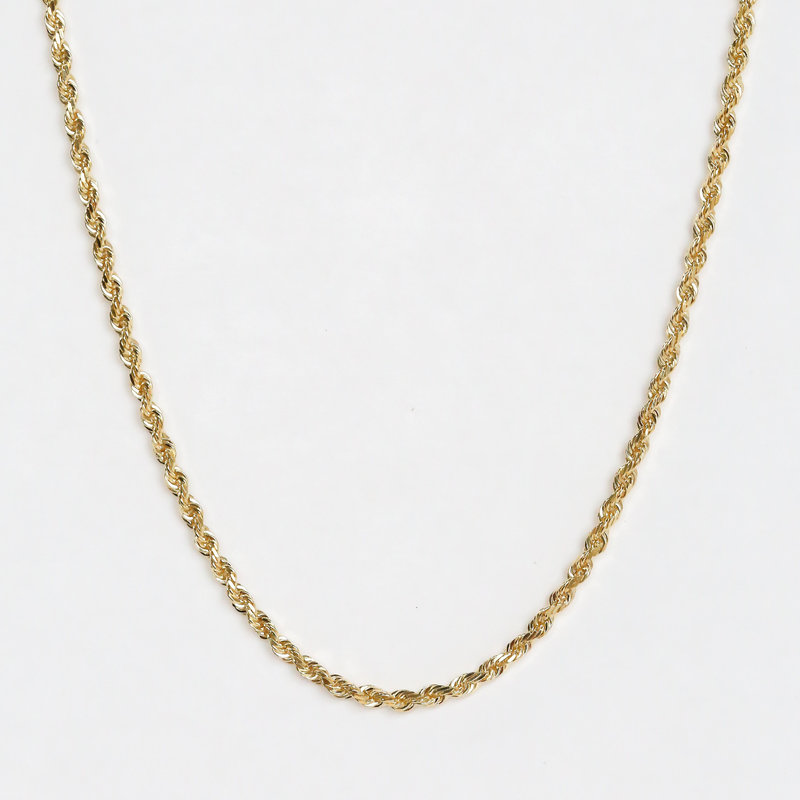 American Jewelry Solid Diamond-Cut Rope Chain