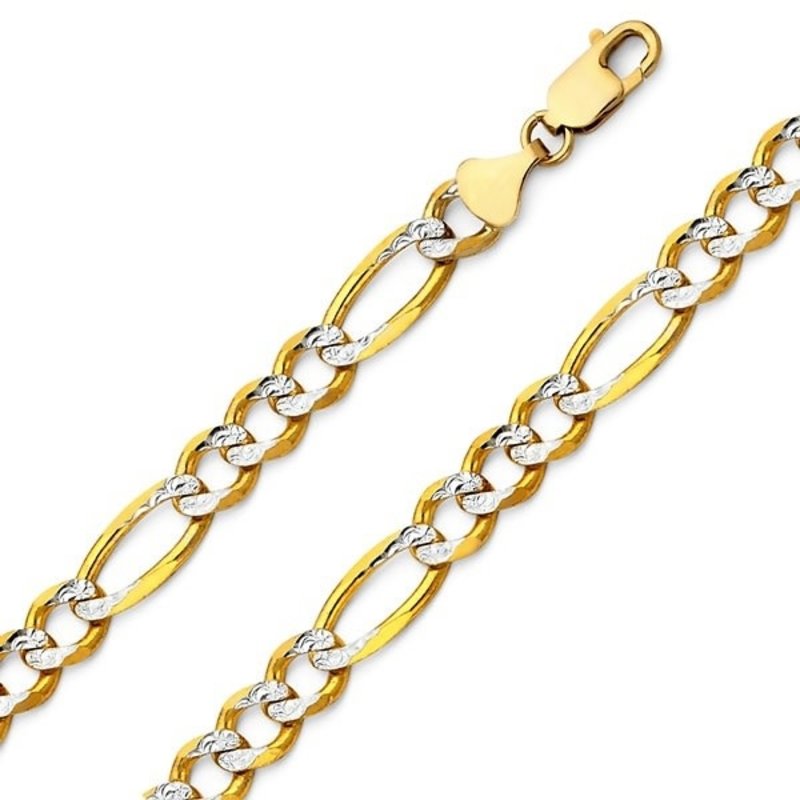 American Jewelry 14k Two-Tone Diamond-Cut 22" 5.8mm Figaro Link Chain