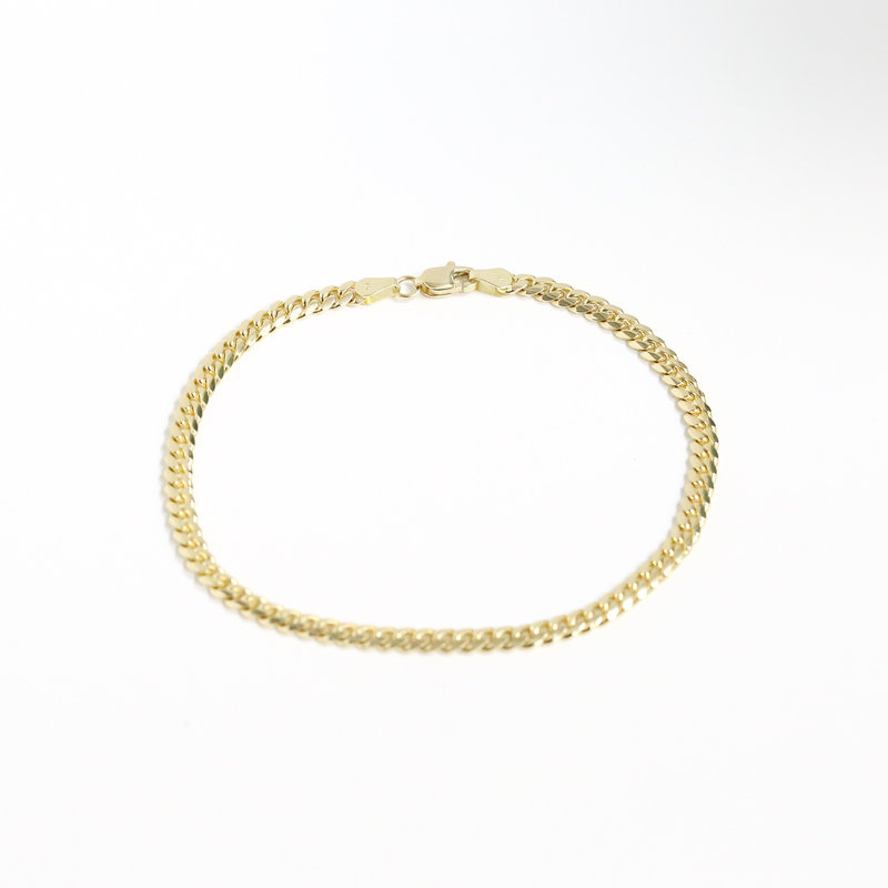 14K Yellow Gold Cuban Link Chain Bracelet 8"