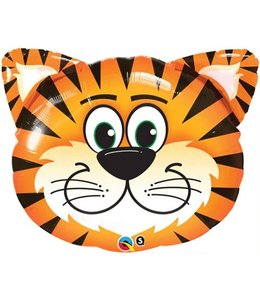 Qualatex 30 Inch Tickled Tiger Head Shape Mylar Balloon-PKG