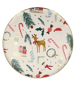 Meri Meri 10 1/2 x 10 1/2 Inch Dinner Plates 8/pk-Festive Motif Christmas