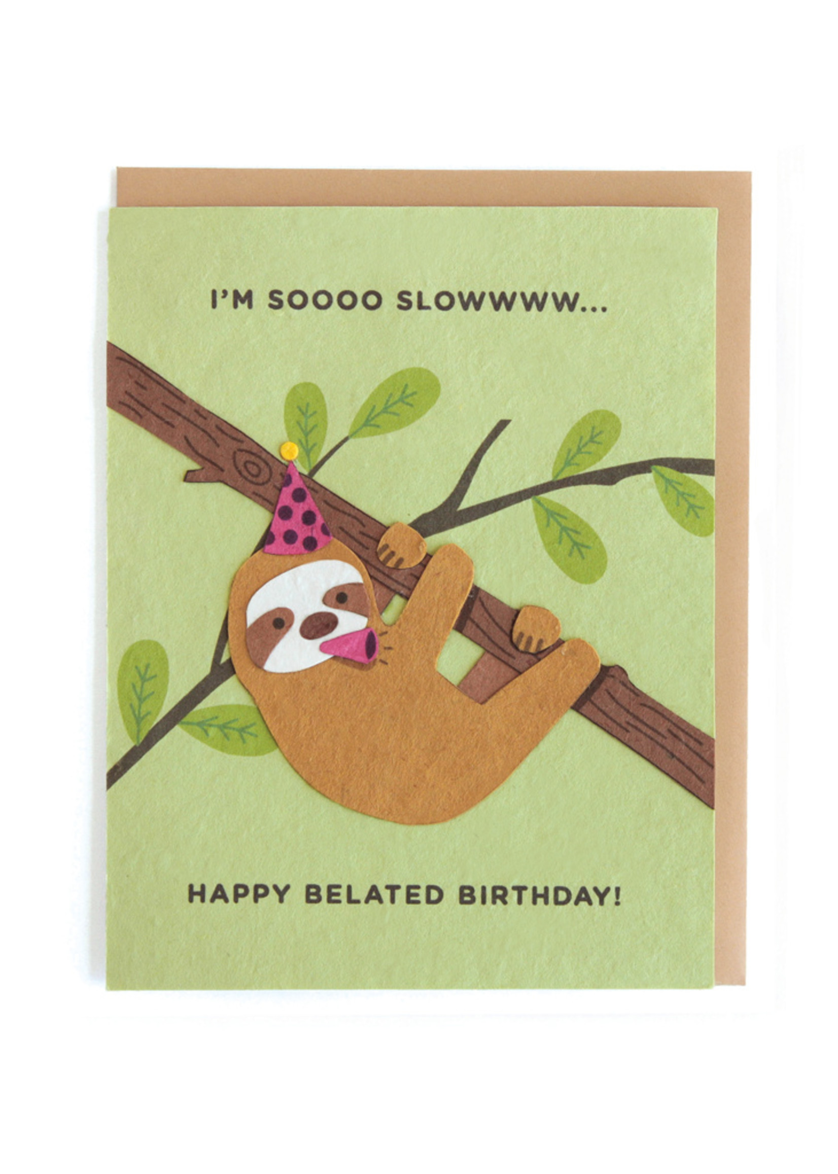 Good Paper Sloth Belated Birthday Card