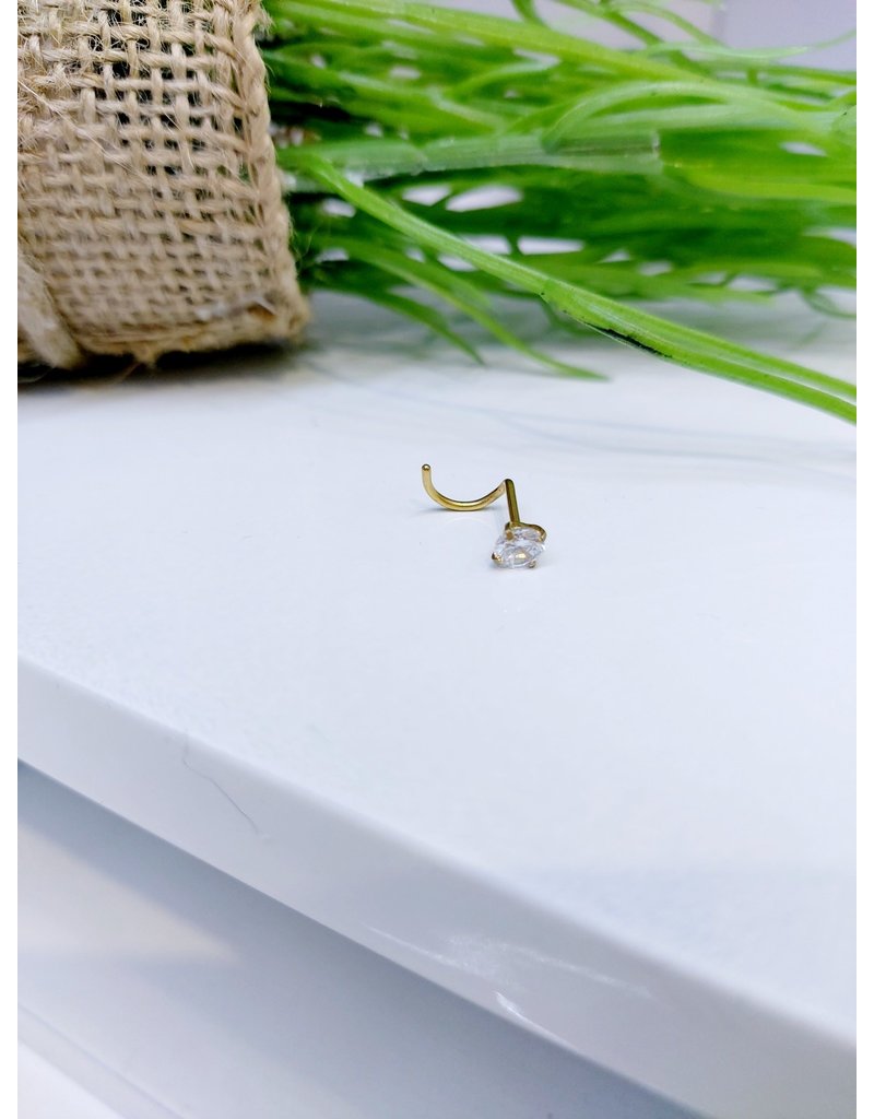 NRB0032 - Gold Stone Screw Nose Ring