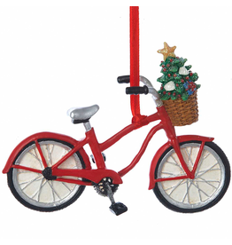 Kurt Adler Bicycle With Christmas Tree In Basket Ornament 4 Inch