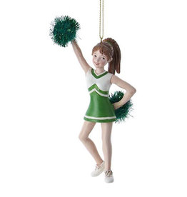 Kurt Adler Green Cheerleader With Pom Pom Ornament