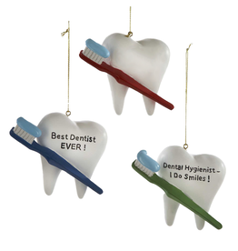 Kurt Adler Dentist Teeth Christmas Ornament For Dentist Set of 3