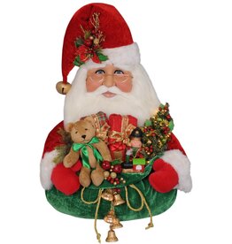 Karen Didion Santa Head Lighted w Gift Bag Wall Door Hanger Decor 36"