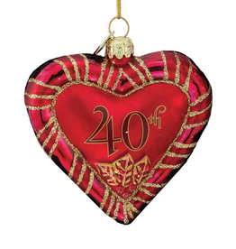 Kurt Adler Noble Gems Glass 40th Anniversary Heart Ornament