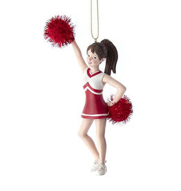 Kurt Adler Red Cheerleader With Pom Pom Ornament