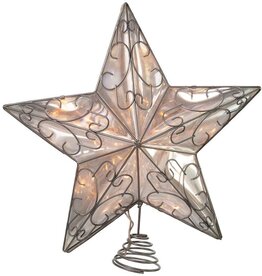 Kurt Adler Christmas Star Treetop 5 Point Silver Wired Star Tree Topper