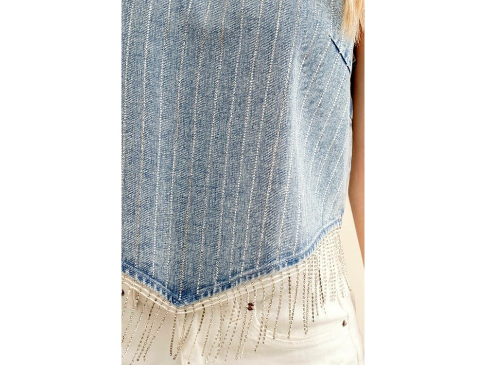 Blue B Sparkle Stripe Denim Halter Top