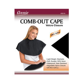 Annie Annie Comb-Out Cape Nylon Velcro Closure 28"x28" Black       3919