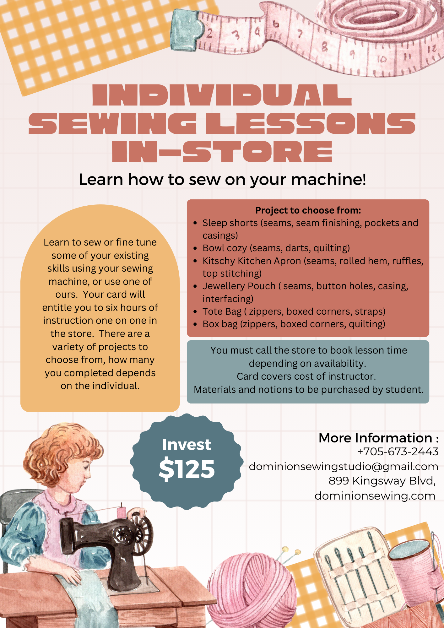 Individual Sewing Lessons