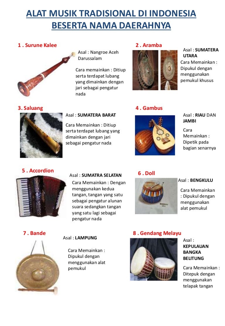  Alat Musik Tradisional di Indonesia beserta Nama Daerahnya