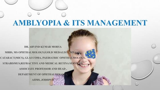 Amblyopia and it's Management