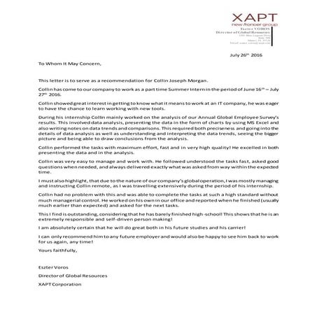 Recommendation letter XAPT | PDF