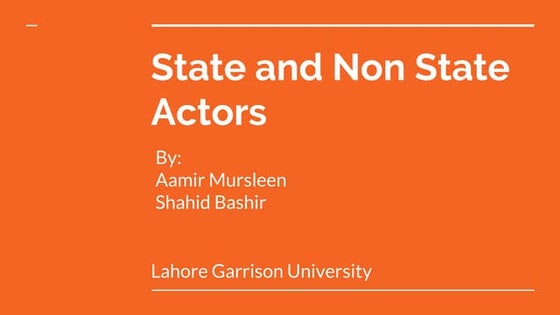 Difference State Actors and Non state Actors