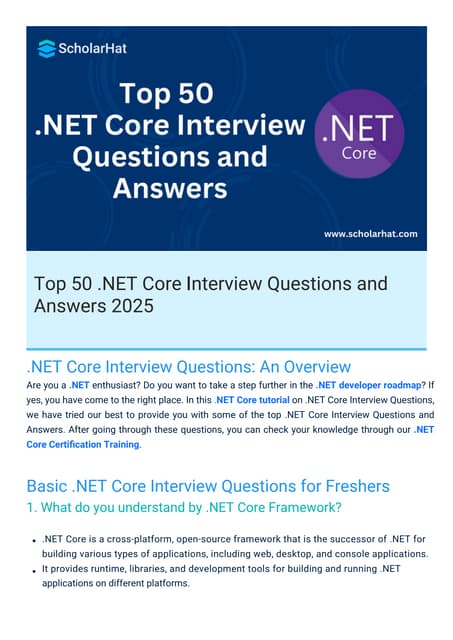 Dot NET Core Interview Questions PDF By ScholarHat