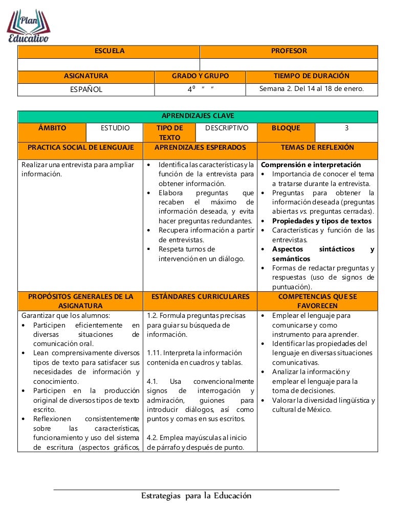 Formatos Para Planeaciones De Primaria - Image to u