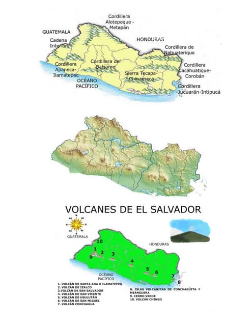 El salvador mapa relieve