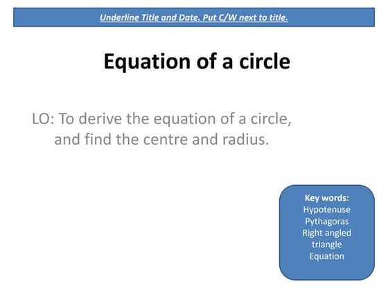 Equation of a circle