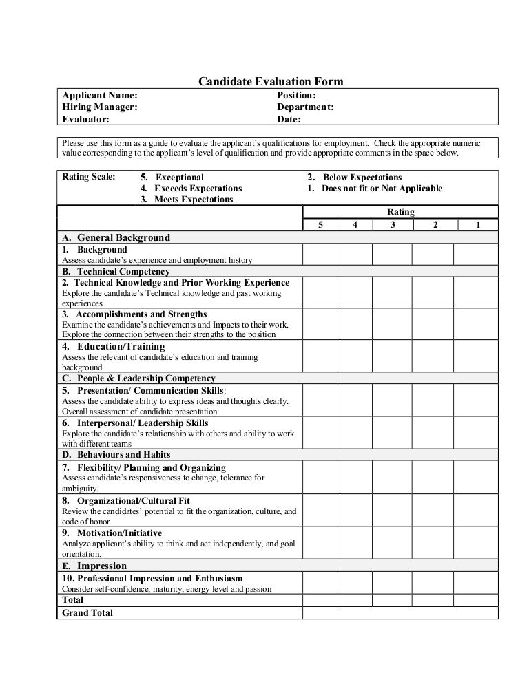 Interview Evaluation Form