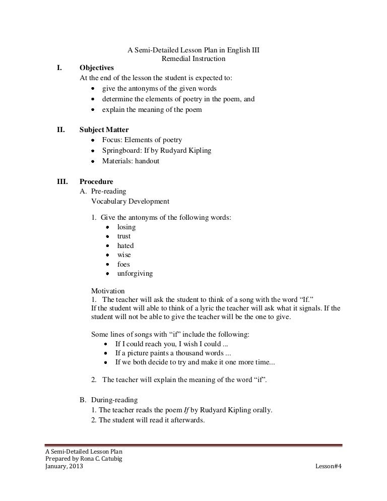 Semi Detailed Lesson Plan Semi Detailed Lesson Plan For Grade 11 ...