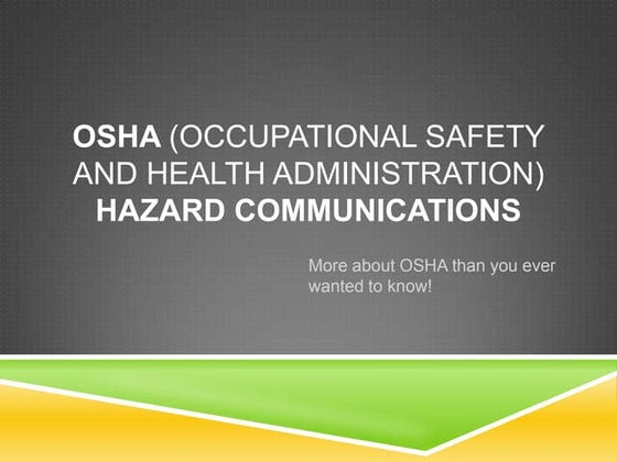 Osha (occupational safety and health administration)(1)