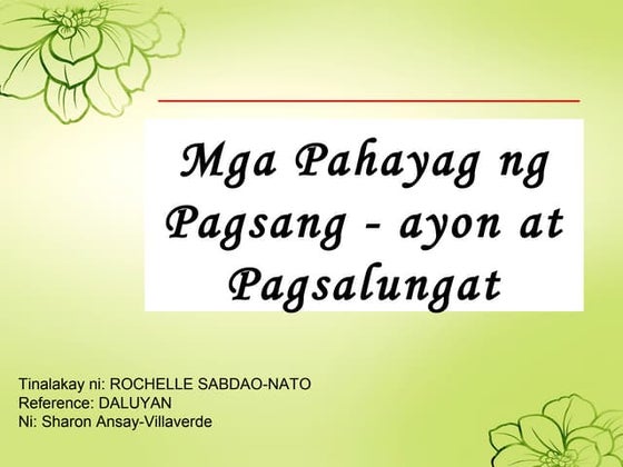 Pag sang ayon at pasalungat