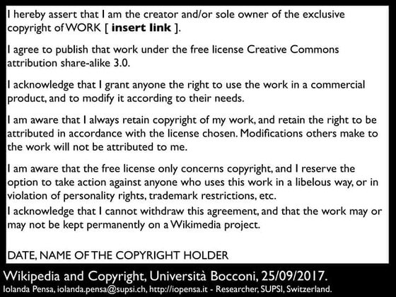 Wikipedia and Copyright - Università Bocconi