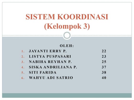 SISTEM KOORDINASI PADA MANUSIA DAN HEWAN