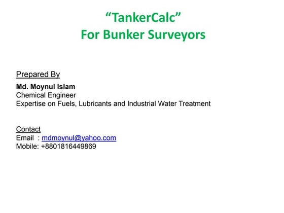 TankerCalc for Bunker Surveyors