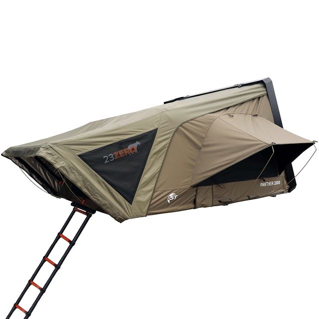 23Zero Panther 2000 Hard Shell Rooftop Tent &minus; Incrementally adjustable 2300mm fitted aluminium telescope ladder