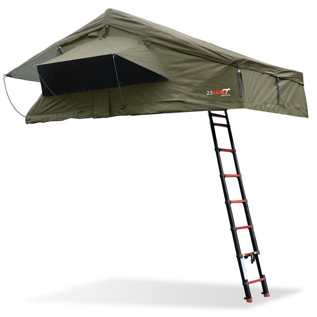 23Zero Dakota 1400 Series 4 Rooftop Tent with LST &minus; 2300mm round telescopic extendable aluminium ladder