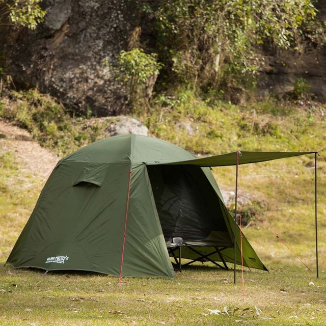 OZtrail Easy Fold 2P Stretcher Tent &minus; Awning provides rain or shade protection