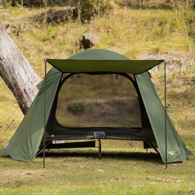 OZtrail Easy Fold 2P Stretcher Tent &minus; Both sides open for fair weather