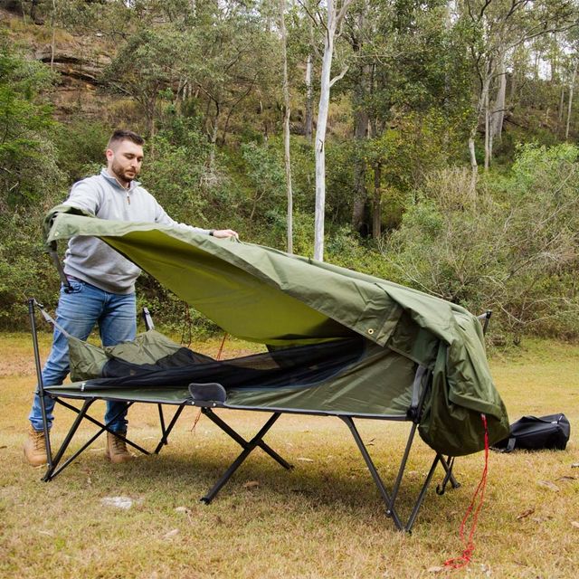 OZtrail Easy Fold 1P Stretcher Tent &minus; 1500mm Waterhead rated UVTex polyester flysheet