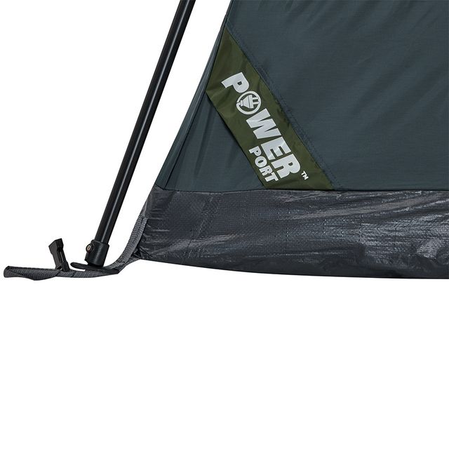 OZtrail Fast Frame 3P Tent &minus; Zippered Power Port&trade; cable access point at the front of the tent 
