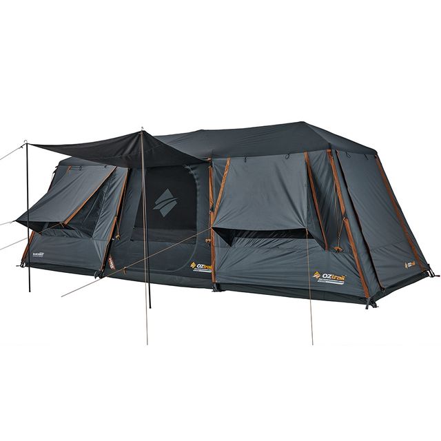 OZtrail Fast Frame BlockOut Lumos 10P Tent &minus; Perfect family tent with 3 rooms to fit everyone in and all their gear