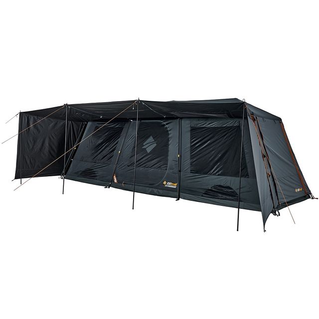 OZtrail Fast Frame BlockOut Lumos 10P Tent &minus; Full&minus;sized front awning with adjustable side panels provides maximum shade 