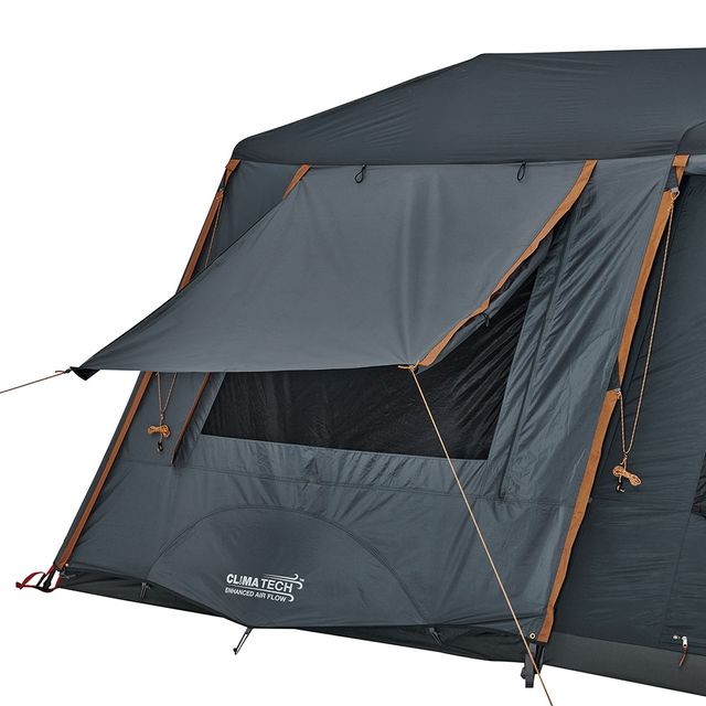 OZtrail Fast Frame BlockOut Lumos 10P Tent &minus; Gusseted windows can be unzipped for extra airflow