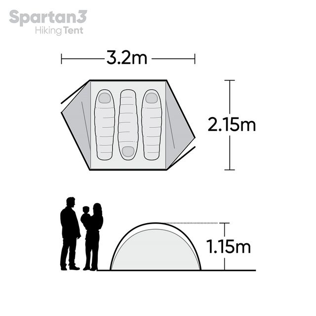 Explore Planet Earth Spartan 3 Hiking Tent &minus; Floorplan