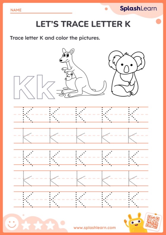 Animal Tracing Letter K - Worksheet