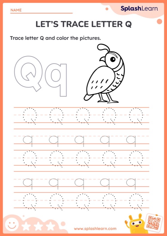 Animal Tracing Letter Q - Worksheet