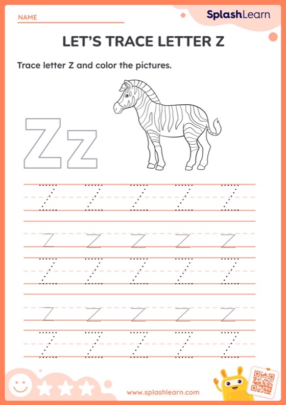 Animal Tracing Letter Z - Worksheet