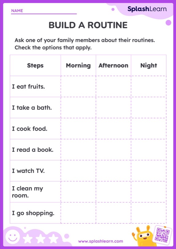 Build a Routine Worksheet