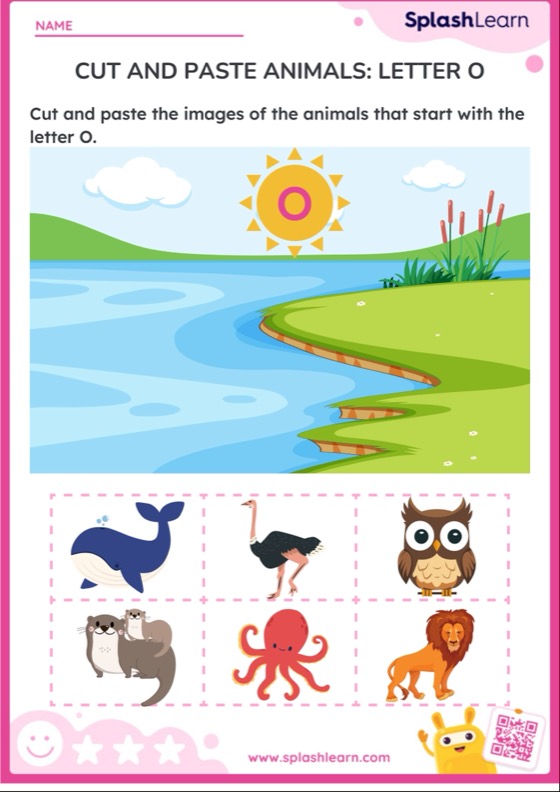 Cut and Paste Animals: Letter O Worksheet - ELA Worksheets - SplashLearn