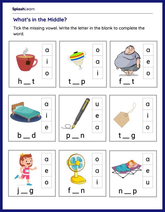 CVC Words Worksheets for Kids Online - SplashLearn