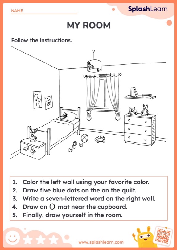 Follow Directions and Illustrate the Room Worksheet